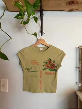 Urban Outfitters Green Vinnies Veggies Tomato Baby Tee
